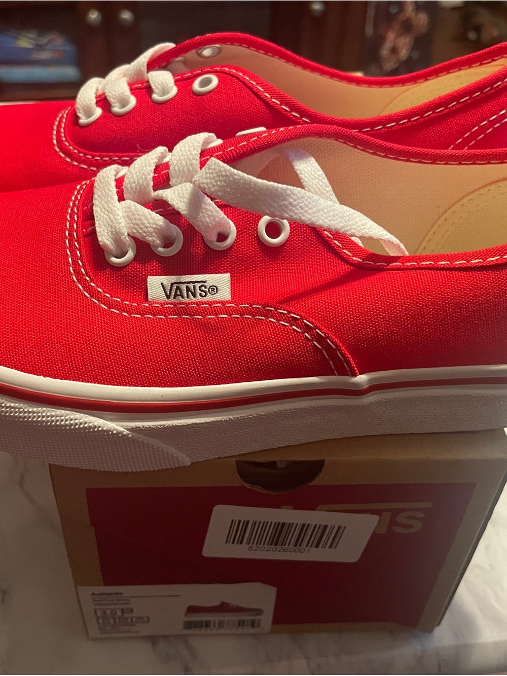 Vans Red Canvas Low-Top Sneakers with White Accents